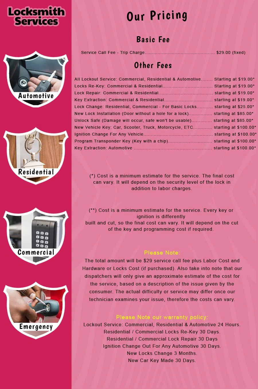 Port Reading NJ Locksmith Store Port Reading, NJ 732-290-5001 - price-list-c-18